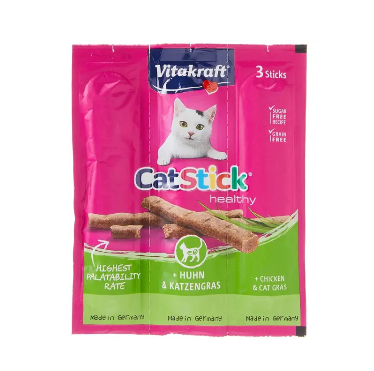 Vitakraft CAT STICKS MINI CHICKEN & CAT GRASS 18 G 3PC
