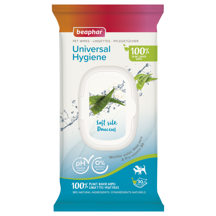Beaphar Universal Hygiene with Micellar Water, Aloe Vera & Pro-Vitamin B5 Pet Wipes, 30 Wipes