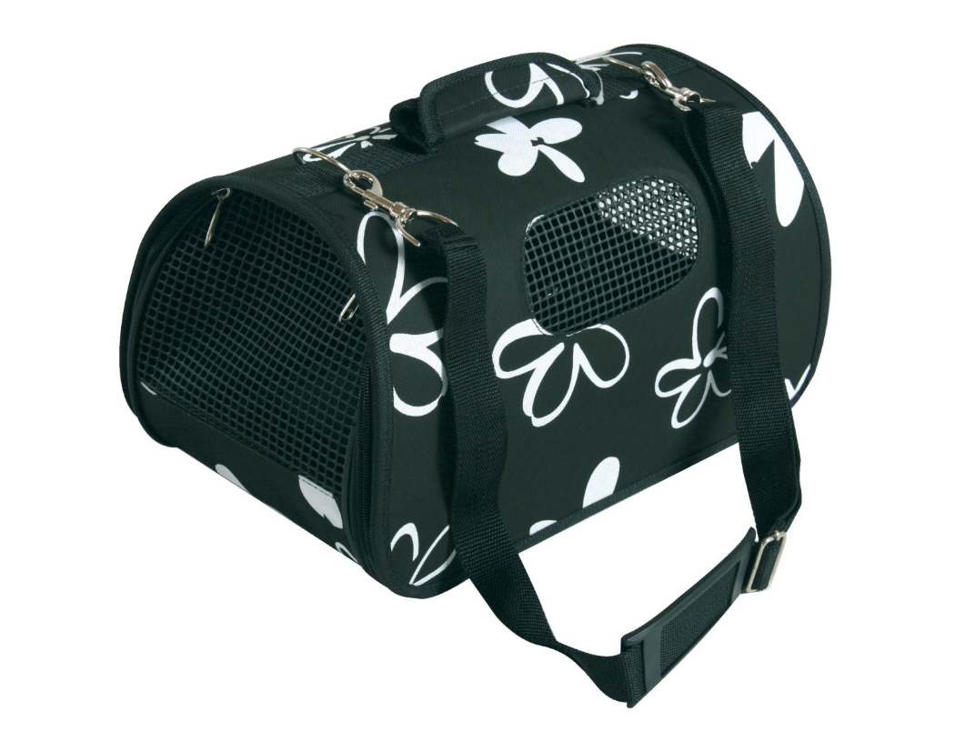 PET CARRIER FLOWER BLACK SMALL