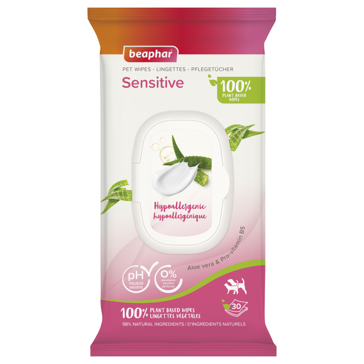 Beaphar Sensitive with Aloe Vera & Pro-Vitamin B5 Pet Wipes, 30 Wipes