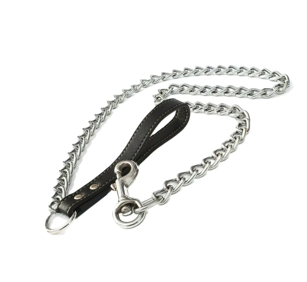 Heavy-Duty Bite-Resistant Dog Leash with Leather Handle
