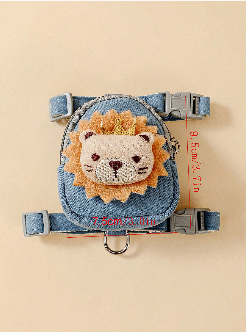 Plush Lion Backpack with Collar & Leash Set