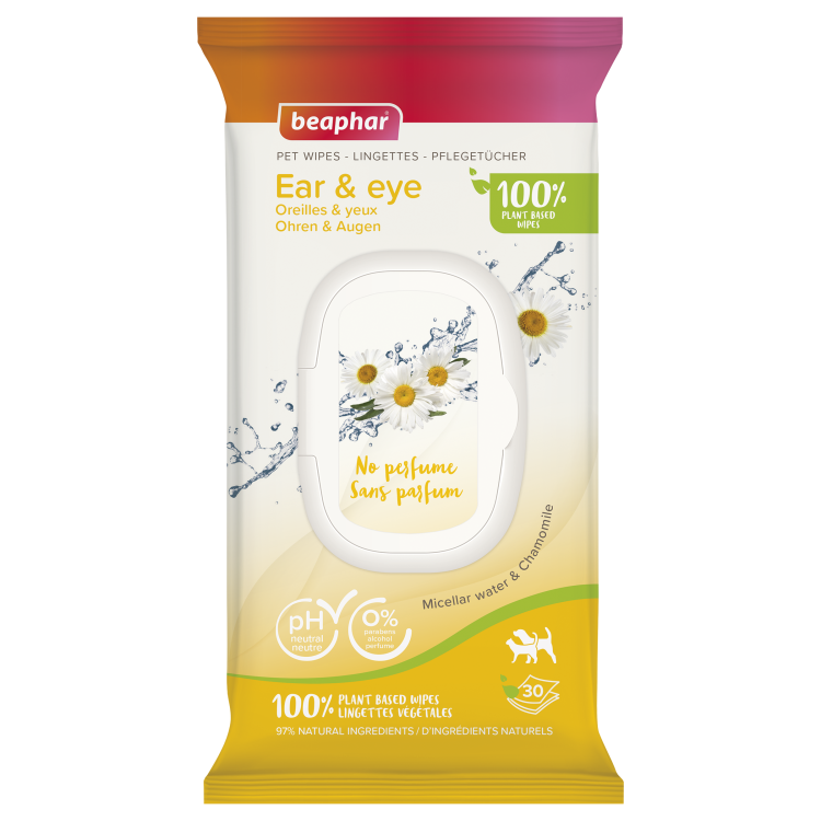 Beaphar Ear & Eye with Chamomile & Micellar Water Pet Wipes, 30 Wipes