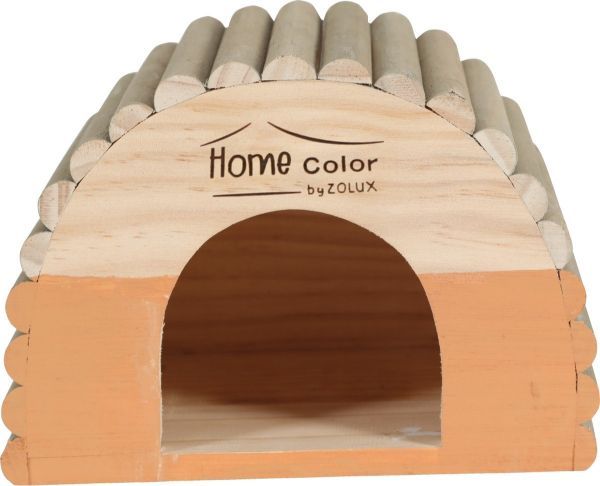 Zolux - Home Color Wooden House with Round Timbers - Medium/Orange