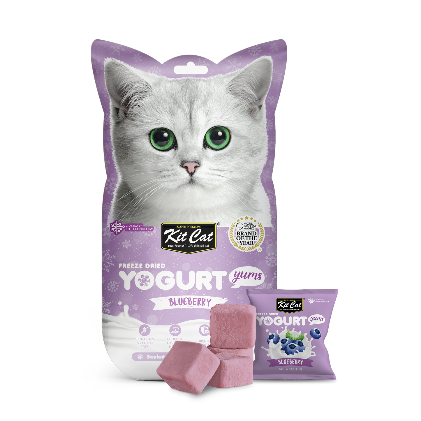 Kit Cat Freeze Dried Yogurt Yums Blueberry, 10g