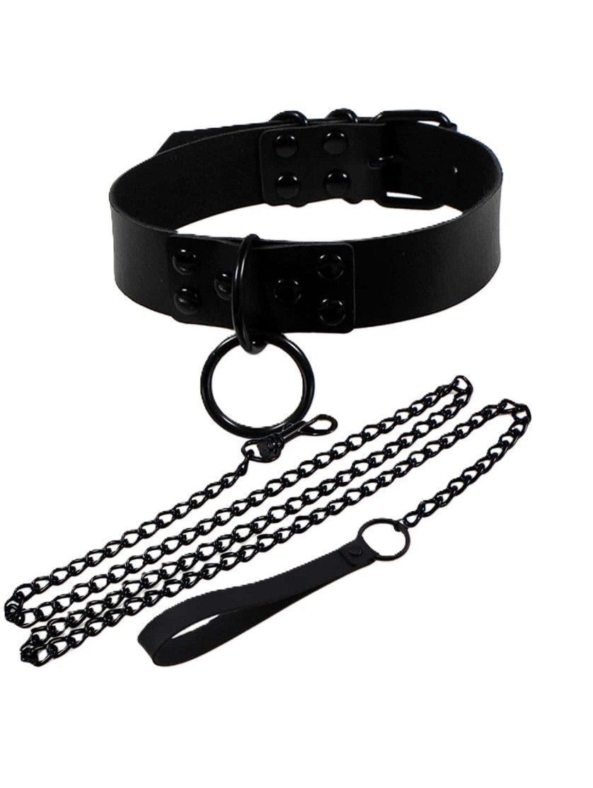 Adjustable Personalized Pet Collar & Leash, Black