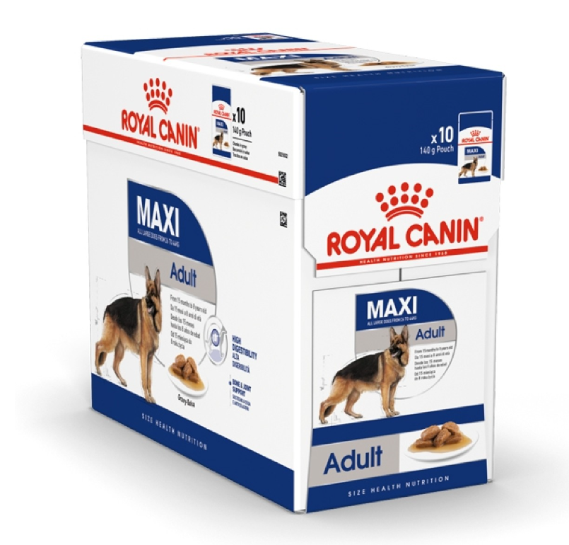 Royal Canin Wet Food Chunks in Gravy for Maxi Breed Adult Dogs 15+ Months & 26-44kg, 10x140g