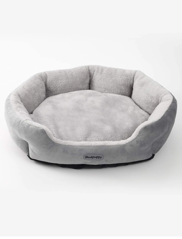 Grey Plush Pet Bed For Small
