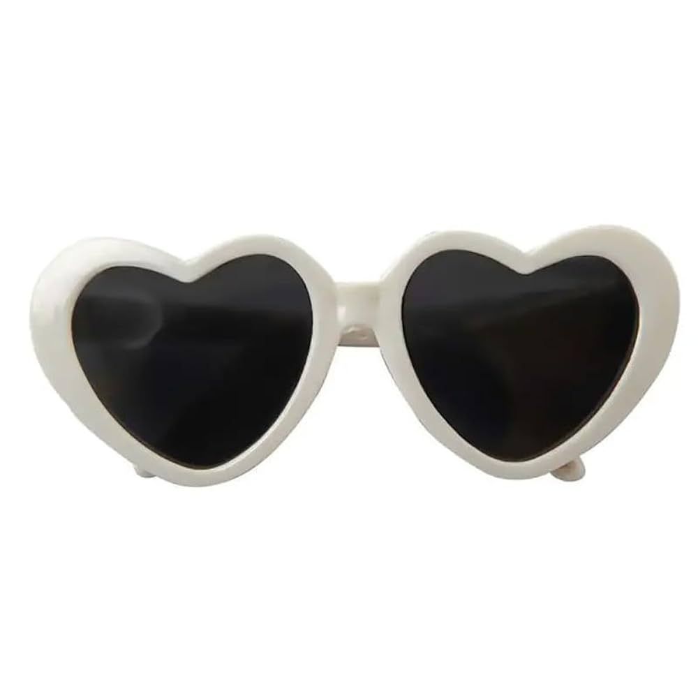 Heart-Shaped White Sunglasses for Pets