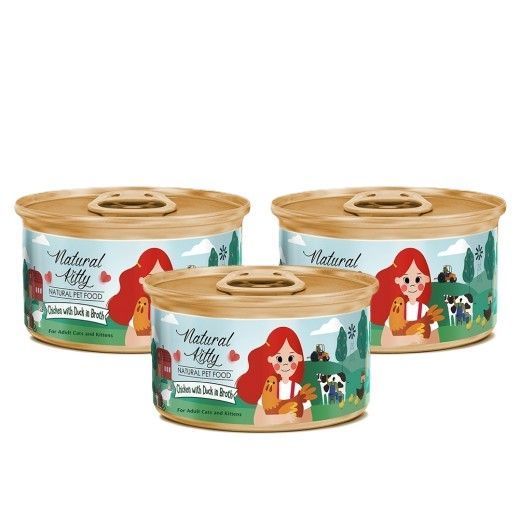 Natural Kitty Chicken & Duck In Broth Natural Pet Food, 24x80g