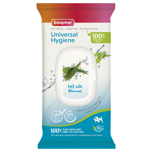 Beaphar Universal Hygiene with Micellar Water, Aloe Vera & Pro-Vitamin B5 Pet Wipes, 30 Wipes