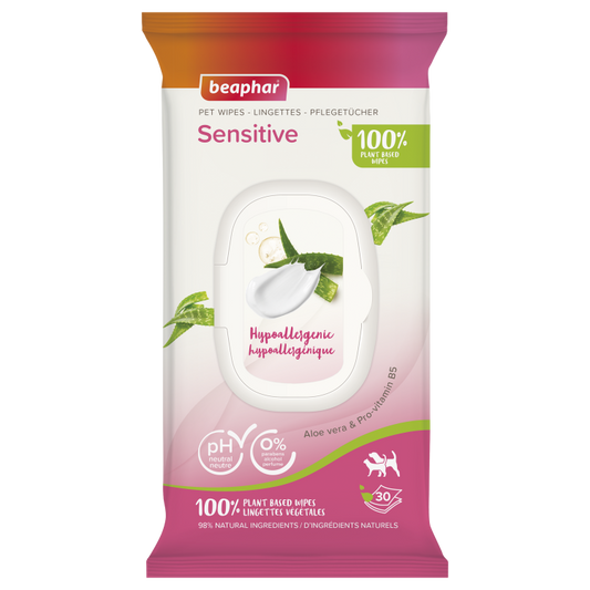 Beaphar Sensitive with Aloe Vera & Pro-Vitamin B5 Pet Wipes, 30 Wipes