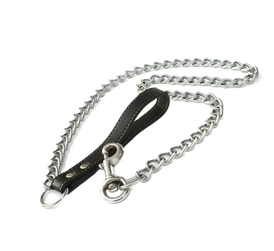 Heavy-Duty Bite-Resistant Dog Leash with Leather Handle