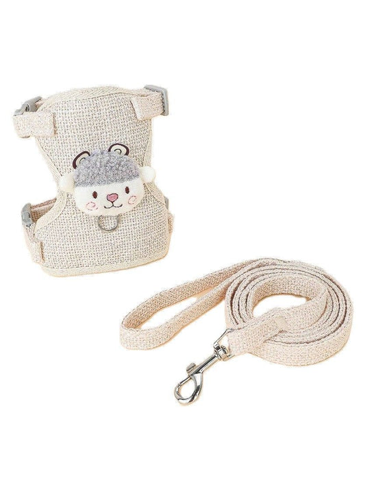 Cartoon Sheep Pet Vest, Collar & Leash Set for Small Pets, Beige