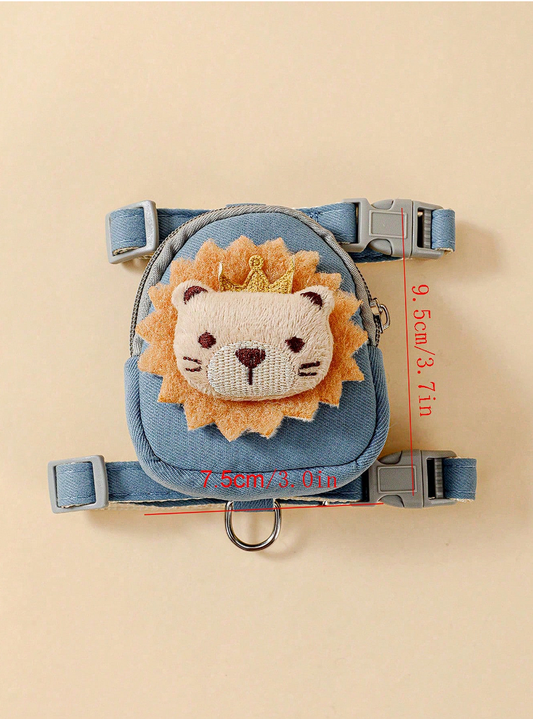 Plush Lion Backpack with Collar & Leash Set