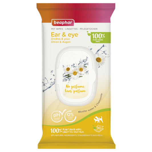 Beaphar Ear & Eye with Chamomile & Micellar Water Pet Wipes, 30 Wipes