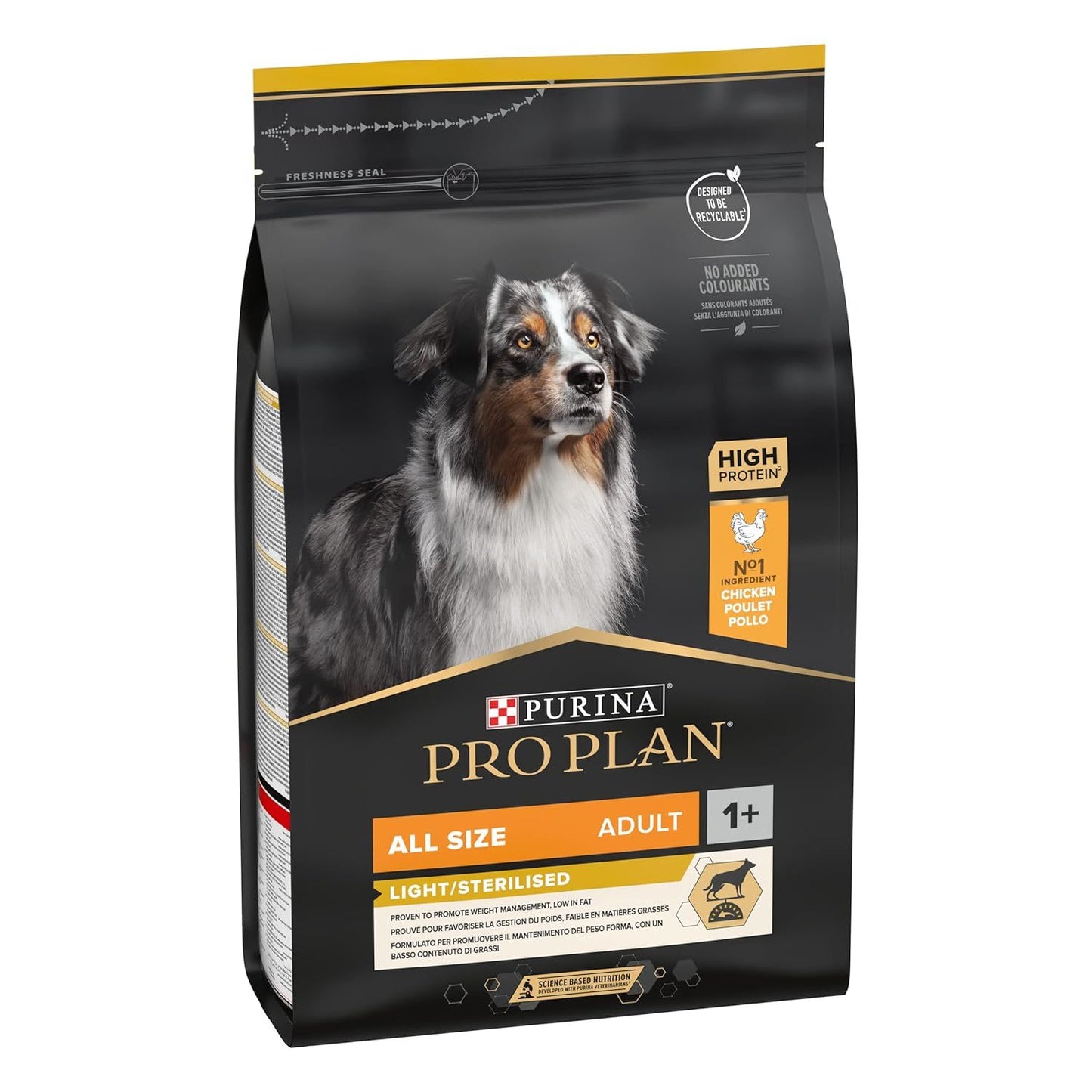 Purina Pro Plan Light Sterilised All Size Adult Dog food with Chicken, 3kg