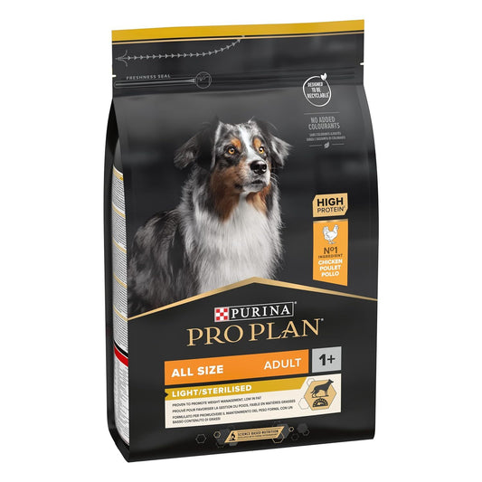 Purina Pro Plan Light Sterilised All Size Adult Dog food with Chicken, 3kg