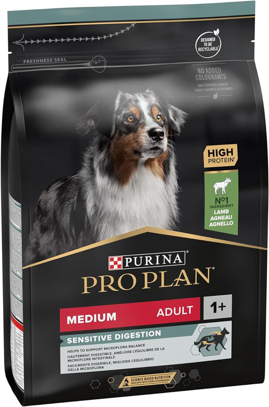 Purina Pro Plan Sensitive Digestion Medium Adult Dog food with Lamb, 3kg