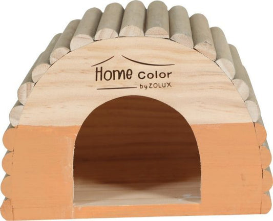 Zolux - Home Color Wooden House with Round Timbers - Medium/Orange