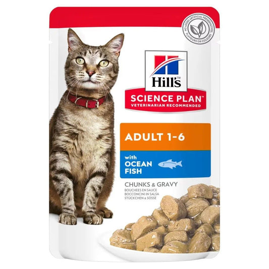 Hill's Science Plan Chunks & Gravy Adult Wet Cat Food with Ocean Fish Pouch, 85g