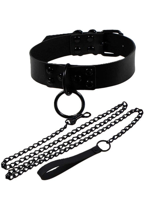 Adjustable Personalized Pet Collar & Leash, Black
