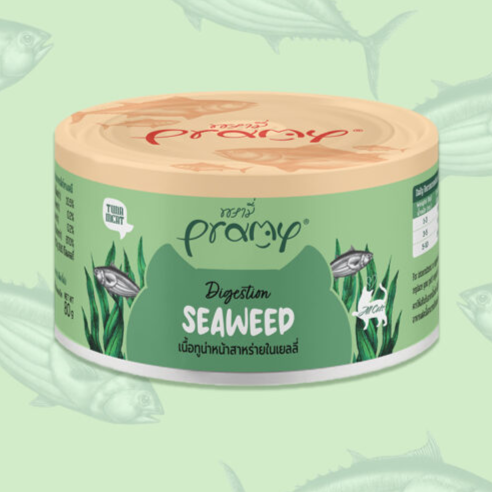 Pramy Tuna Meat Topping Digestion Seaweed in Jelly 80g