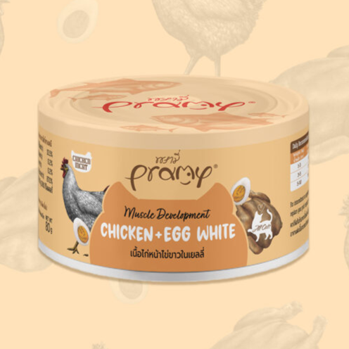 Pramy Chicken Meat Topping Muscle Development Egg White in Jelly 80g