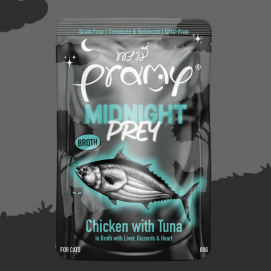 Pramy Midnight Prey Chicken with Tuna in Broth 80g