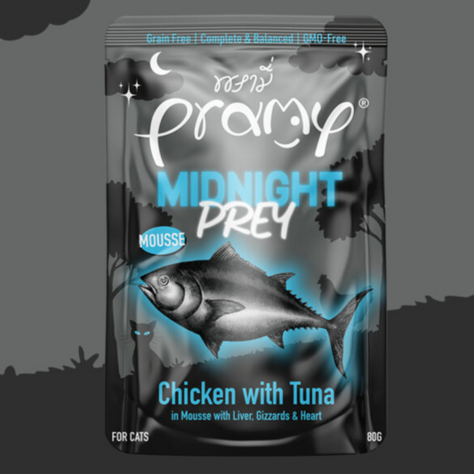 Pramy Midnight Prey Chicken with Tuna in Mousse 80g