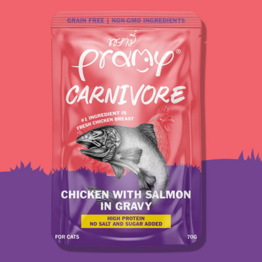Pramy Carnivore Chicken with Salmon in Gravy 70g