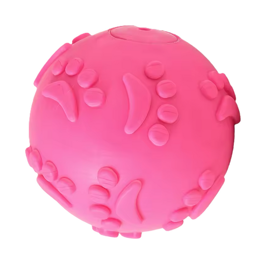 Latex Dog Footprint Chew Ball Toy with Sounds, Pink