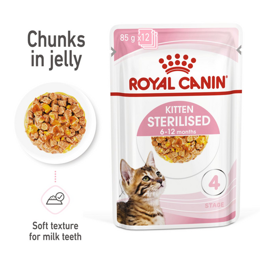 Royal Canin Kitten Sterilised Jelly (WET FOOD - Pouches) 12 x 85g