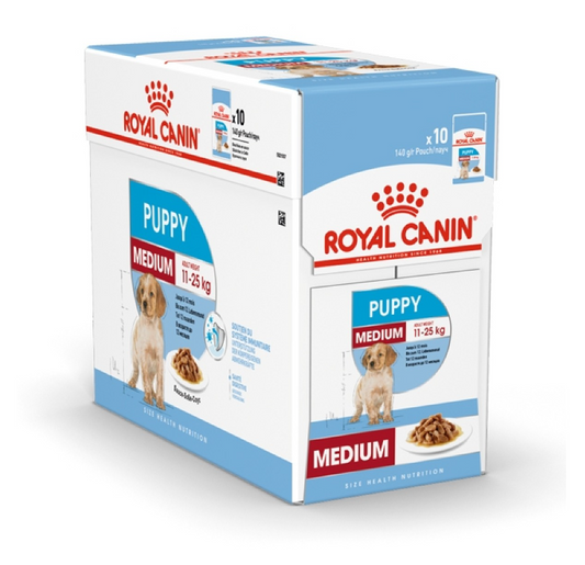 Royal Canin Wet Food for Medium Breed Puppies 0-12 Months & 11-25kg, 10x140g