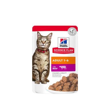 Hill’S Science Plan Adult Wet Cat Food Beef Pouches 85G