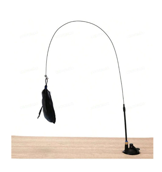 Feather Teaser Stick with feather bell - Black