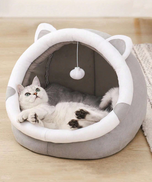 Cute Cat Bed Indoor Tent- Grey Medium- 1pc