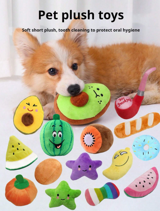 Pet Dog Plush Toy With Sound- Yellow Acocado