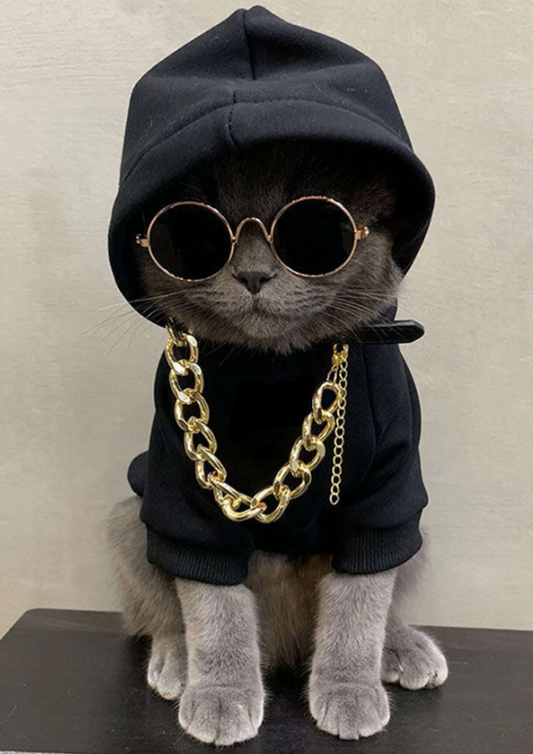 Pet Hoodie & Necklace & Sunglasses Set(Large)