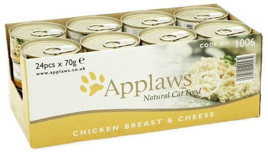 Applaws Chicken Breast with Cheese Canned Cat Food, 24x70g
