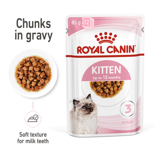 Royal Canin Kitten Gravy (Wet Food - Pouches) 12 X 85G