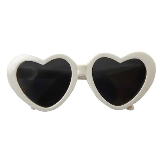Heart-Shaped White Sunglasses for Pets