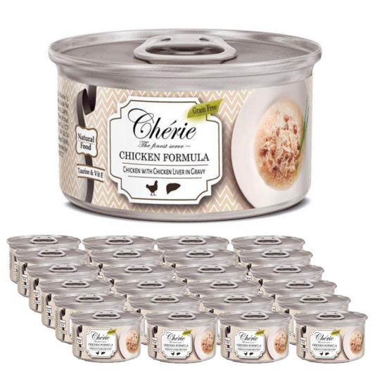 Cherie Chicken Formula Grain-Free Chicken with Chicken Liver In Gravy, 24x80g