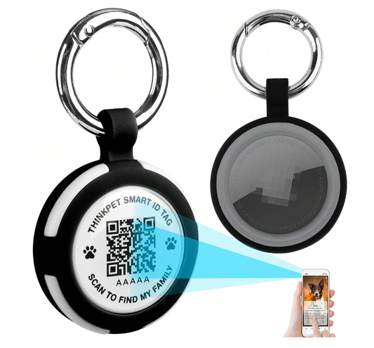 Pet ID Tag for Dogs with Animal Retrieval Function, Black