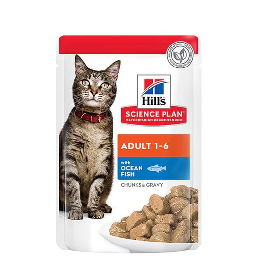 Hill's Science Plan Tender Chunks in Gravy Adult Wet Cat Food Ocean Fish, 85gX12