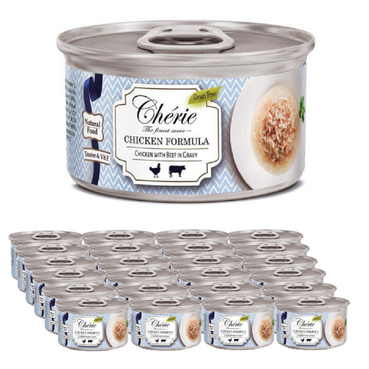 Cherie Chicken Formula Grain-Free Chicken with Beef In Gravy, 24x80g