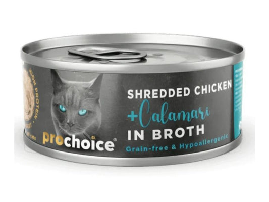 Prochoice Deluxe Shredded Chicken & Calamari In Broth Cat Food, 70g